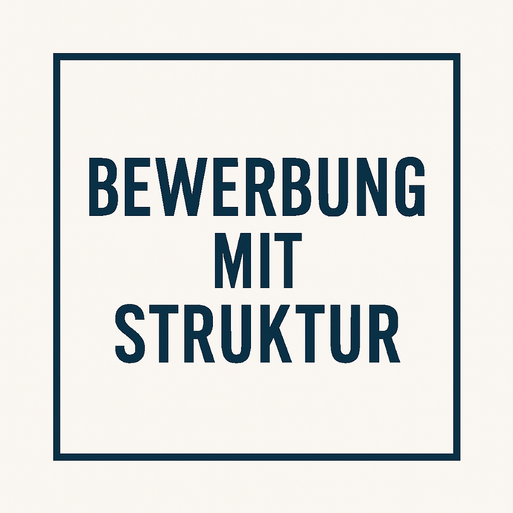 Logo von Bewerbung mit Struktur – Text in Großbuchstaben mit Rahmen